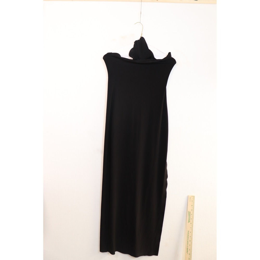 Norma Kamali Black Strapless Hooded Maxi Dress‎ XS/34 Stretch Jersey Minimalist